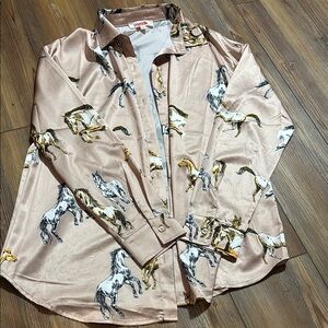 Motel Satin Horse Print Shirt